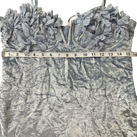 NWT FREE PEOPLE Velvet Mini Dress Light Blue Size 10 - Picture 9 of 16